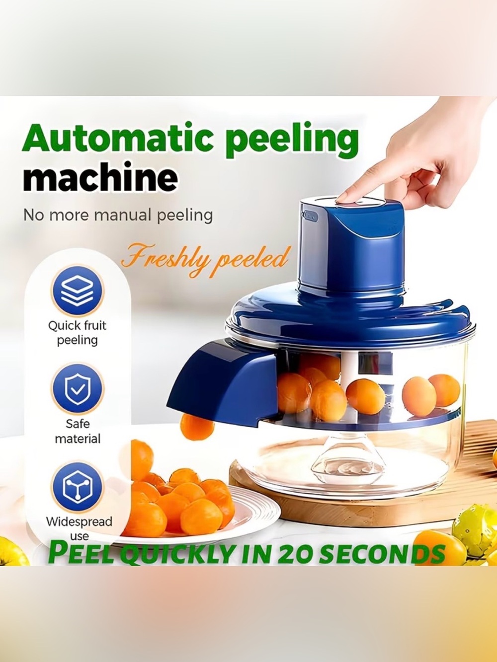 Automatic Electric Grape & Small Fruit Peeler - Blue Kitchen Gadget